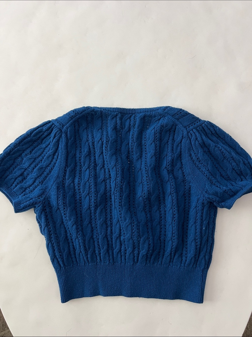 Wilfred Fey Cardigan Merino Wool and Cotton Short Sleeve Ultramarine Blue S $98 - Picture 6 of 8